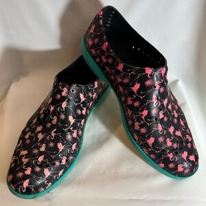 BIION Sz 11 Slip On Golf Shoes Flamingo Pattern Wing Tip Perforation Anti-Slip